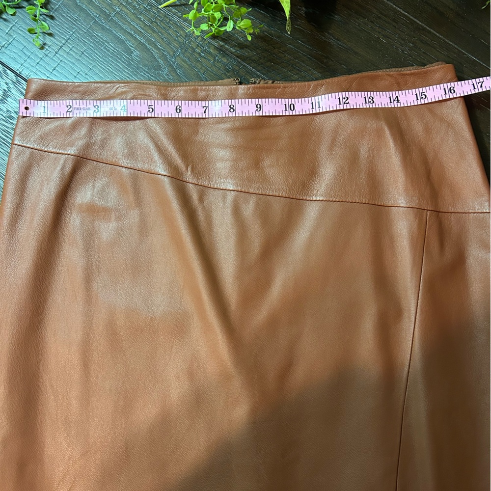 White House Black Market beautiful 100% Leather Pencil Skirt - Brown - Picture 10 of 11